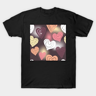 Textured hearts on dark blurry background T-Shirt